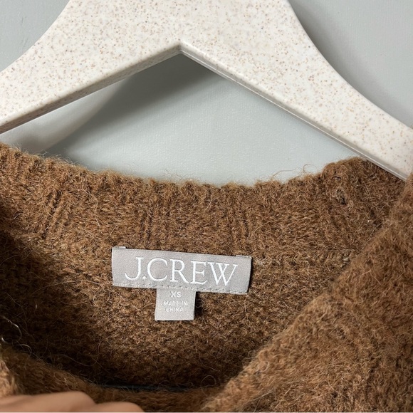 J Crew Wool Alpaca Blend Cozy Fair Isle Pull Over Sweater Brown Brushed Yarn XS - Picture 3 of 6